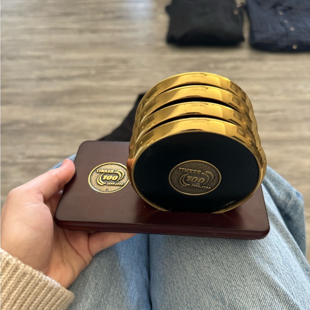 Vintage Brass coaster set. Rare!